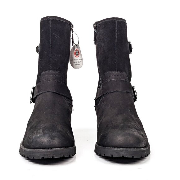 Blondo Women Vali Waterproof Black Leather Moto Biker Ankle Boots size 10 - Picture 2 of 9